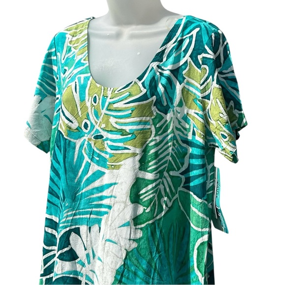 JAMS WORLD Women Size L Garden Isle Tropical Multi Green Hattie Tiered Dress. - Picture 3 of 11